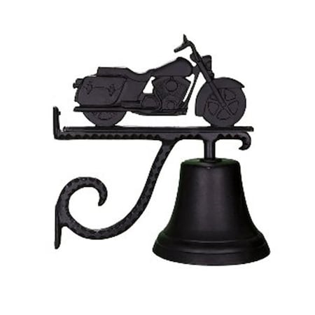 Swivel Cast Bell With Satin Black Motorcycle Ornament SW97973